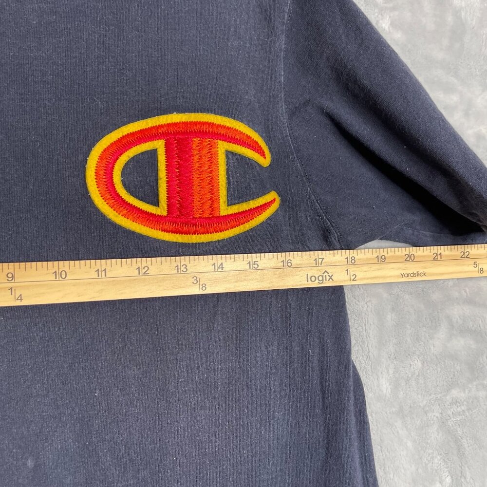 Vintage Champion Big C Logo Embroidered T Shirt Mens M Navy Blue Sportswear‎ - Picture 6 of 8